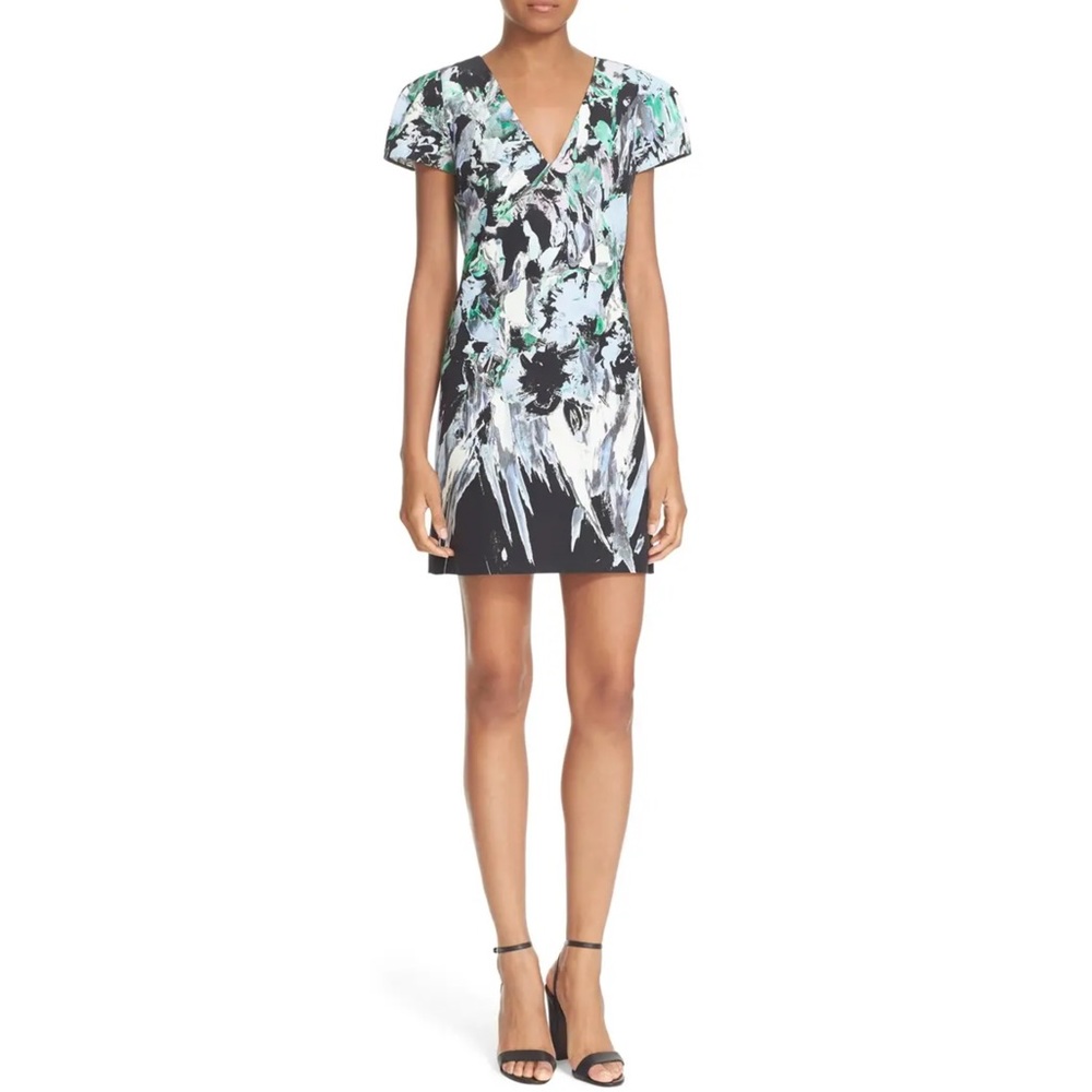 Milly Chloe Painted Floral V Neck Sheath Dress (6)
